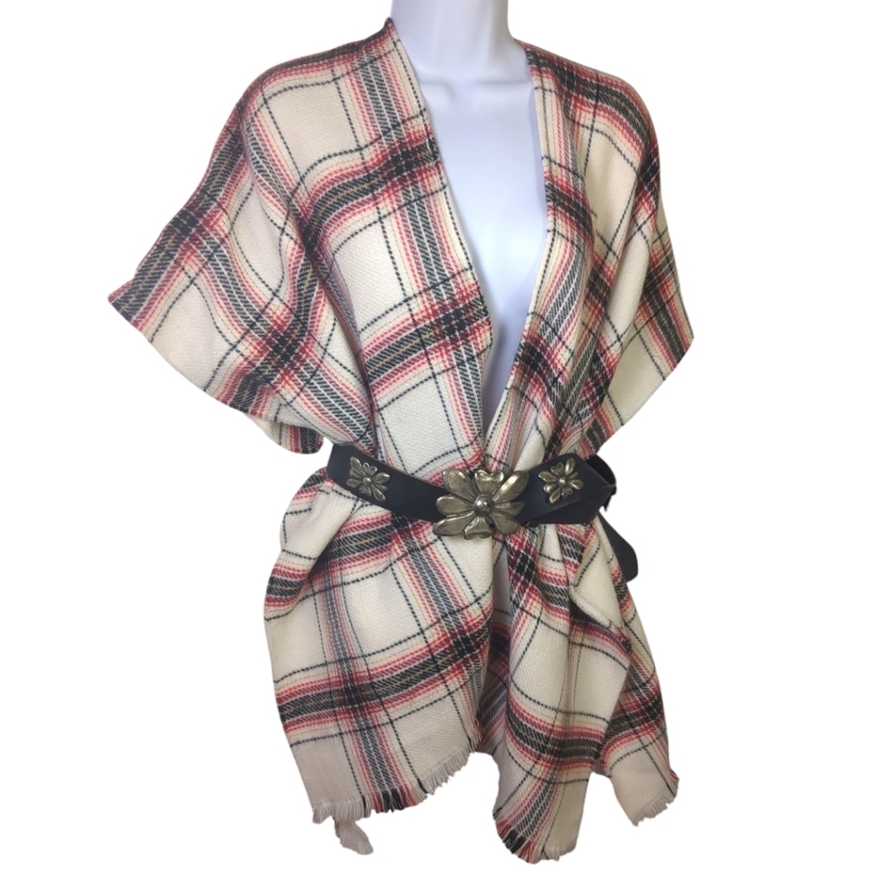 Ann Taylor LOFT Plaid Poncho / Wrap Scarf NEW with Tags - Picture 5 of 8